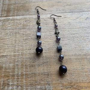 Celestial Earrings Asymmetrical Mismatch Star Moon Galaxy Space Gift Space Earrings Moon Clip On Earrings Moon Star Gift Ear Hangers Gauges