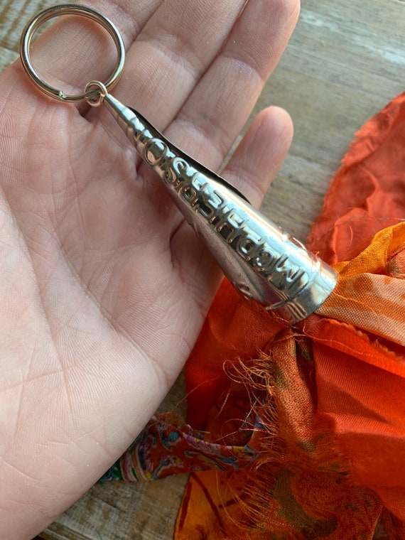 Sari Silk Keychain Recycled Keychains Orange Silk Keychain