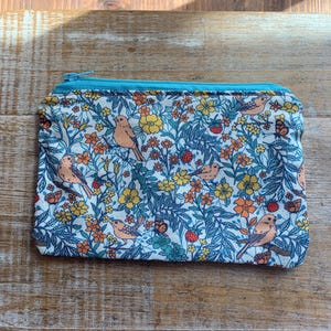 Monedero con diseño de pájaros y flores Monedero con diseño de pájaros y hojas Monedero con diseño de pájaros y hojas Monedero de tela con diseño de pájaros y flores con cremallera