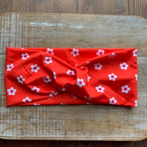 Stretch Headbands Knotted Headbands Twist Headband Stretchy Headband Daisy Headband Red Headwrap Daisy Hair Tie