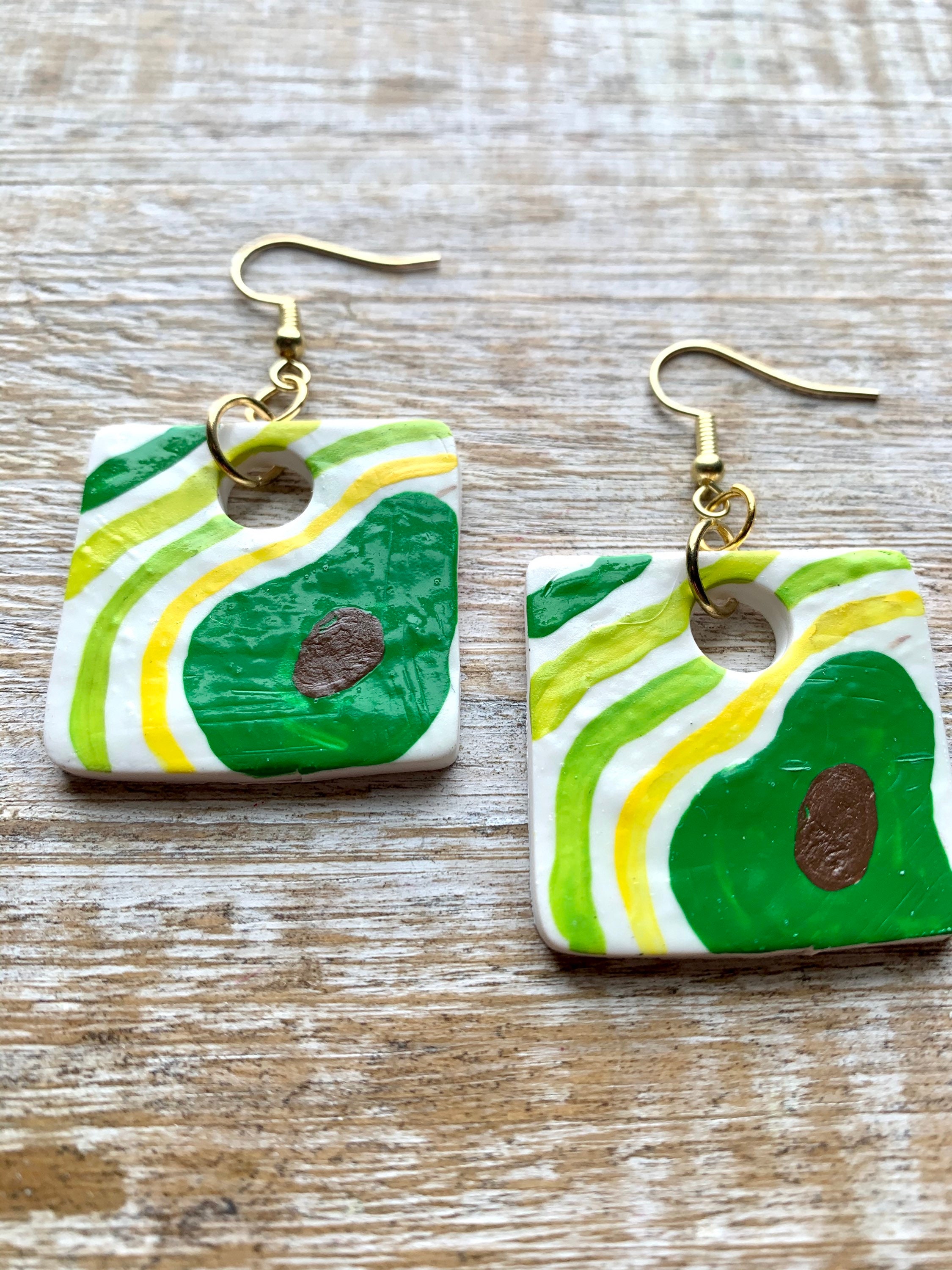 Avocado Earrings Polymer Clay Cute Avocado Earrings Etsy