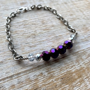 Lila Kristall Armbänder Lila Armband Klares Kristall Armband Kristall Armband Geschenk Lila Armband Geschenk Silber Armband