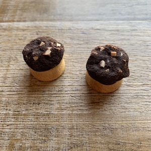 Chocolate Cookie 18mm Plugs White Chip Chocolate Cookie Gauges Cookie Plugs Cookie Gauges Cookie Plugs Wood Plugs Wood Gauges