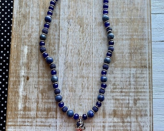 Anchor Diffuser Sodalite Lapis Stone Lava Rocks Necklace Essential Oil Lapis Nautical Necklace Diffuser Necklace Gift Blue Necklace