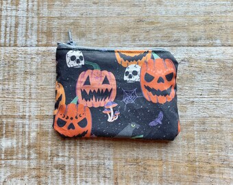 Halloween Wallet Coin Purse Jack O Lantern Bag Coin Purse Coin Bag Gothic Skull Wallet ID Holder Fabric Wallet Halloween Horror Bag