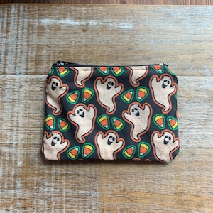 Monedero de Halloween, bolsa de fantasma, monedero, billetera negra de fantasma, soporte para caramelos de maíz, bolsa de tela, bolsa gótica con cremallera, ataúd, fantasmas de terror de Halloween