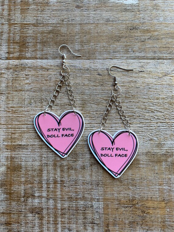 1 Coppia Di Orecchini Pendenti In Acrilico A Forma Di Cuore Rosa
