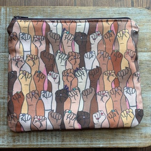 Bolsa de maquillaje con mensaje de empoderamiento femenino Bolsa para mujer Bolsa para cosméticos Bolsa grande de tela para maquillaje con puño feminista Bolsa con cremallera para apoyar a las mujeres