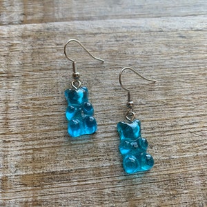 Gummy Bear Earrings Bear Gummy Kawaii Food Kawaii Food Gummy Bear Gift Blue Gummy Bear Kidcore Gift Clip On Earrings Ear Hangers Gauges