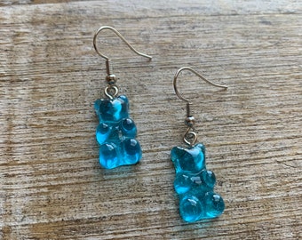 Gummy Bear Earrings Bear Gummy Kawaii Food Kawaii Food Gummy Bear Gift Blue Gummy Bear Kidcore Gift Clip On Earrings Ear Hangers Gauges