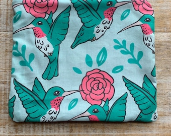 Bird Floral Makeup Bag Hummingbird Leaves Coin Purse Bag Leaf Cute Birds Wallet ID Holder Fabric Wallet Floral Zipper Bag Earthy Birds