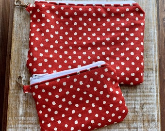 Retro Polka Dot Wallet Purse Vintage Keychain Bag Coin Purse Polka Dot Bag Pinup Dot Wallet Holder Fabric Wallet Res Polka Dot Set