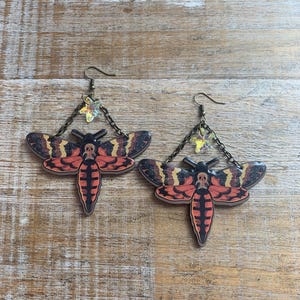 Death Moth Earrings Gothic Tattoo Suncatcher Star Moth Oddity Strange Clip On Earrings Memento Mori Moth Tunnel Gauge Earrings Gothic Skull
