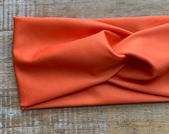 Orangefarbenes Kunstleder-Stirnband Für Damen – Geknotet, Breit, Trendig, Bequem & Vielseitig Einsetzbar