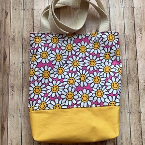 Daisy Flowers Shoulder Bag Pink Purse Flower Shoulder Purse Daisy Bag Fabric Handbag Purse Retro Purse Shoulder Bag Tote