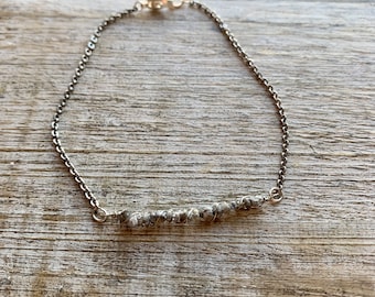 Diamond Bracelet Raw Diamond Sterling Silver Bracelet Raw Clear Diamond Beaded Bracelet Diamond Necklace Raw Diamond Stone Bracelet