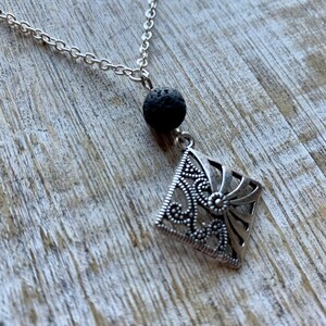 Lava Rock Diffuser Necklace Minimalist Hippie Silver Necklace Gift Simple Lava Rock Diffuser Necklace Minimalist Necklace Lava Stone Jewelry
