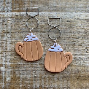 Pumpkin Spice Latte Tunnel Gauge Earrings Coffee Ear Weights Pumpkins Ear Hangers Fall Vibes Gauges Polymer Clay Clay Clip On Earrings