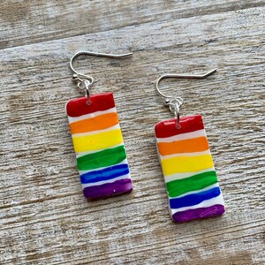 Pride Earrings Rainbow Pride Earrings Gay Pride Marriage Equality Pride Rainbow Clay Rainbow LGBTQ Rainbows Clip On Earrings Ear Hangers