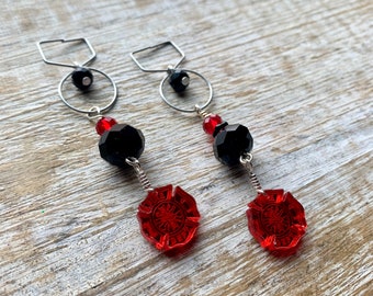 Firemen Tunnel Gauge Earrings Maltese Cross Gauge Earrings Support Fire Department Fire Rescue Ear Hangers Ear Weight Clip On Earrings