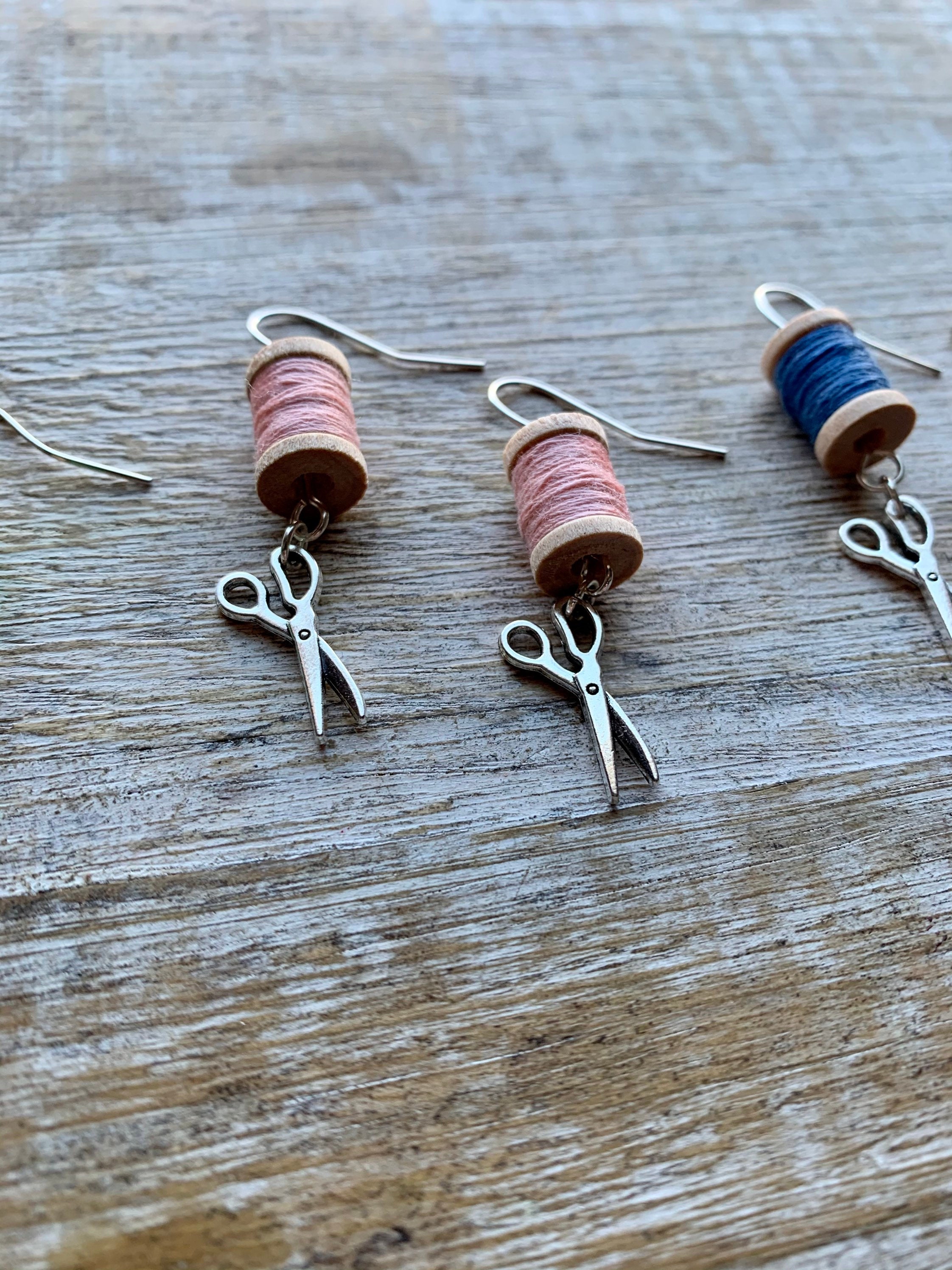 Sewing Thread Earrings Sew Mini Thread Spool Dangle Earrings Etsy