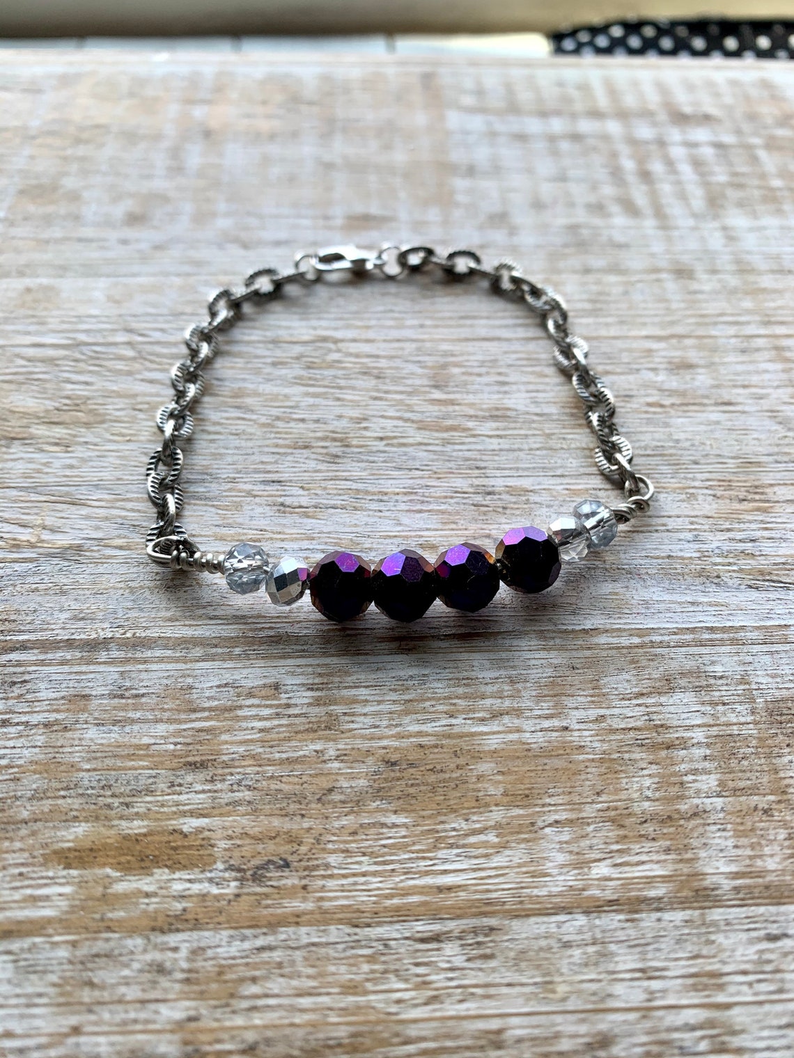 Purple Crystal Bracelets Purple Bracelet Clear Crystal Etsy