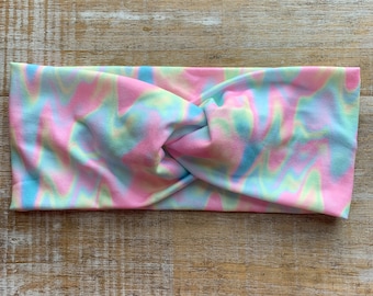 Stretch Headbands Knotted Headbands Twist Headband Stretchy Soft Headband For Nurses Pastel Swirl Headband