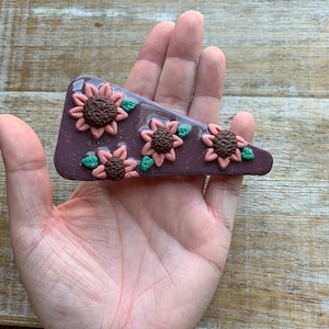 Extra Large Hair Clip Pink Flower Hair Barrette Clips Earthy Barrettes Polymer Clay Hair Clips Floral Accessories Boho Hair Accessories
