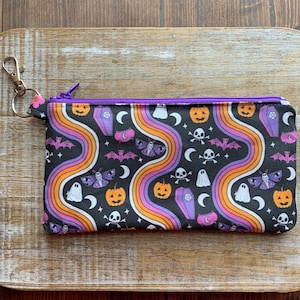 Monedero de Halloween, monedero de Halloween, monedero negro con forma de calabaza, portadocumentos, bolsa de tela con cremallera, regalo gótico, billetera fantasma