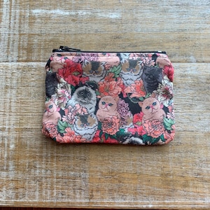 Persian Cat Coin Purse Cats in Siamese Fabric Bag Coin Purse Cats Zippered Pouch ID Holder Wallet Zipper Kitty Cat Himalayan Zipper Pouches