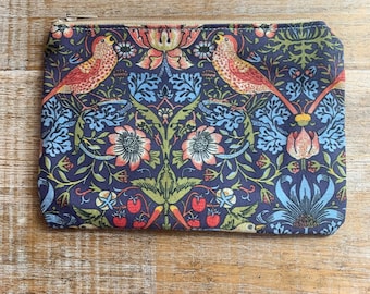 Liberty Strawberry Thief Wallet William Morris Wallet Pouch Birds Fruit & Flowers Zippered Pouch William Morris Fabric Pouch Birds Bag