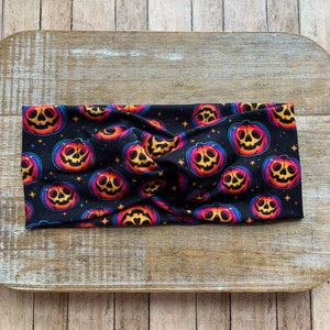 Halloween Stretch Headbands Knotted Headbands Twist Headband Stretchy Soft Pumpkin Headband Halloween Headband Headwrap