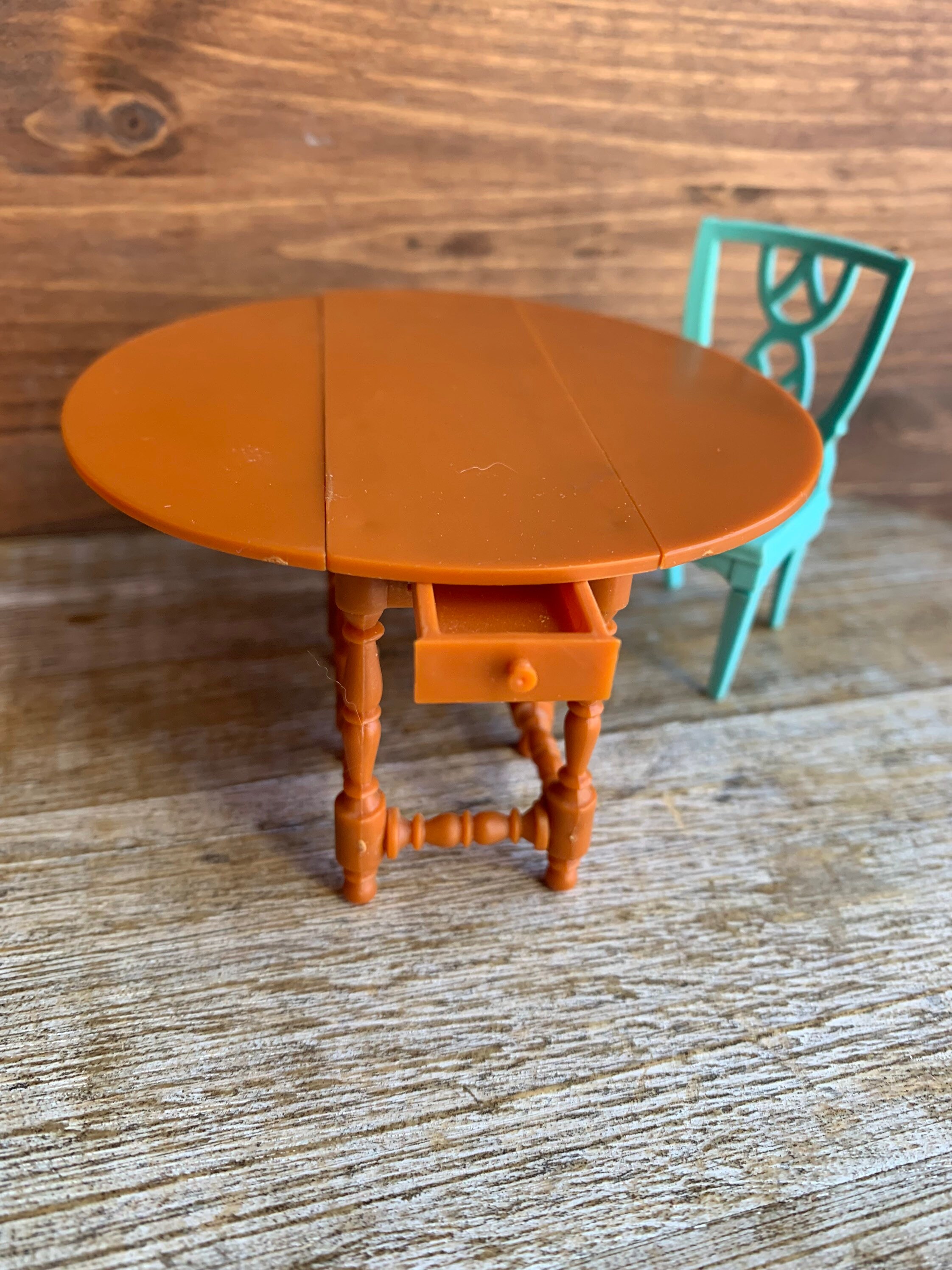 Vintage Marx Dining Room Dollhouse Furniture Brown Plastic Etsy