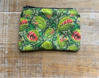 Venus Fly Trap Coin Purse Pirahna Plant Bag Coin Purse Green Plant Lady Wallet ID Holder Fabric Wallet Venus Trap Bag Gardener Coin Purse
