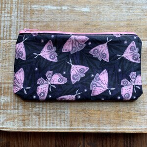 Monedero con forma de polilla y linterna, color rosa, bonito monedero con forma de polilla, monedero de polillas de colores, cartera de tela con tarjetero para identificación, bolsos con cremallera con forma de polilla y linterna