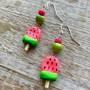 Watermelon Popsicle Earrings Ice Cream Polymer Clay Earrings Ice Cream Dessert Kawaii Food Clip On Earrings Popsicle Kidcore Gift Ear Hanger