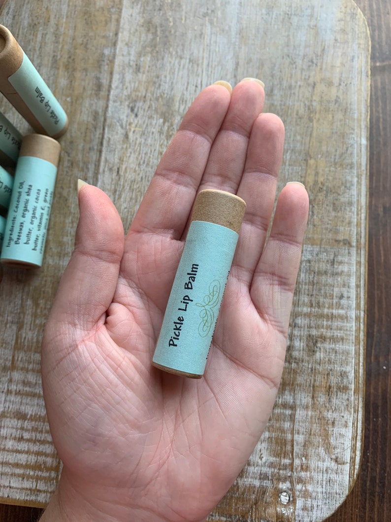 Pickle Lip Balm Eco Friendly Lip Balms Natural Plastic-free Packaging Zero Waste Chapstick Earth Friendly Sustainable Biodegradable Pickle image 4
