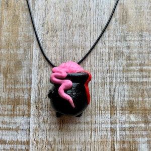 Witch Cauldron Necklace Halloween Cauldron Necklace Brains Necklace Witch Necklace Witches Brew Potions Cauldron Charm Spooky Becklace
