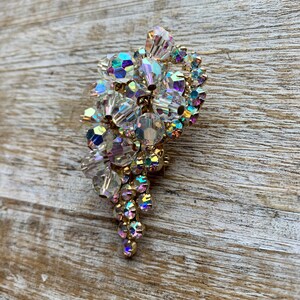 Aurora Borealis Vintage Pin Rhinestones AB Gold Tone Rhinestone Geometric Pin Rhinestone Brooch Aurora Borealis Rhinestone Wedding Pin