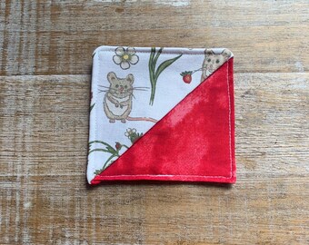 Fabric Bookmark Mouse Strawberry Bookmark Kitschy Fabric Bookmark Beige Bookmarker Book Lover Gift Earthy Cottagecore Corner Reading