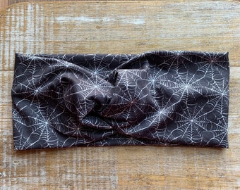 Halloween Stretch Headbands Knotted Headbands Twist Headband Stretchy Soft Spider Web Headband Halloween Headband Headwrap