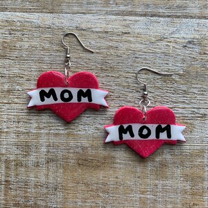 Old School Tattoo Mom Earrings Old Fashion Tattoo Earrings Pinup Tattoos Heart Mom Tattoo Mothers Day Tattoo Clip On Earrings Ear Weights