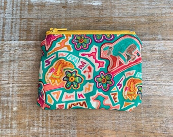 Animaux de la jungle Portefeuille abstrait Porte-monnaie Porte-clés Sac Porte-monnaie Sac Jungle Neon Portefeuille ID Holder Tissu Portefeuille Floral Zipper Bag Neon