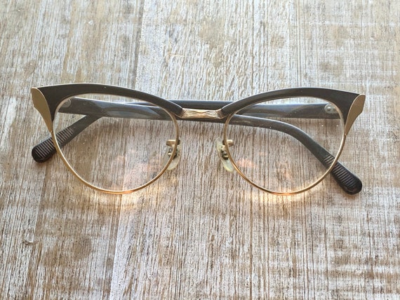 Vintage Cat Eyeglasses Gold Glasses Gold & Black C