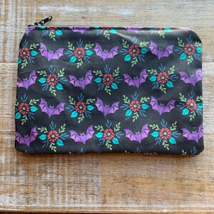 Monedero con diseño de murciélagos de Halloween, monedero con diseño de murciélagos y flores, monedero con diseño de calaveras y murciélagos, portadocumentos, bolsa de tela con cremallera, regalo gótico