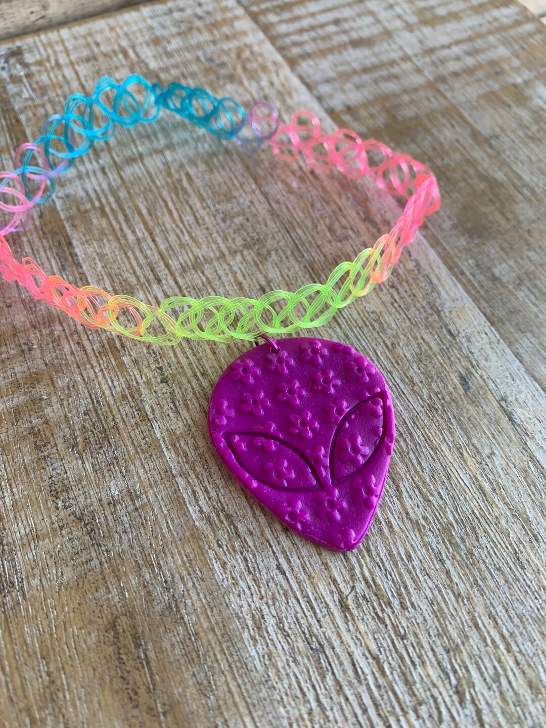 Alien Choker Pendant Necklace Colorful Pendant Alien Jewelry Y2K Style