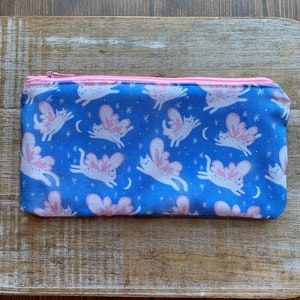 Cat Lovers Wallet Purse Cartoon Flying Cat Bag Coin Purse Meow Bag Fairy Cat Wallet ID Holder Fabric Wallet Cat Lover Gift Bag