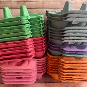 Easter Egg Cartons BUNDLE of 38 Gift Set Egg Paper Colored Cartons Green Egg Carton Orange Purple Blue Egg Cartons Destash Bundle Half 6 Egg