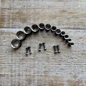 Surgical Steel Tunnel Gauges ONE PAIR 14g-00g Ear Gauges Sold As A Pair Tunnel Gauges Silver Tone Tunnels Steel Tunnels Silver Ear Gauges