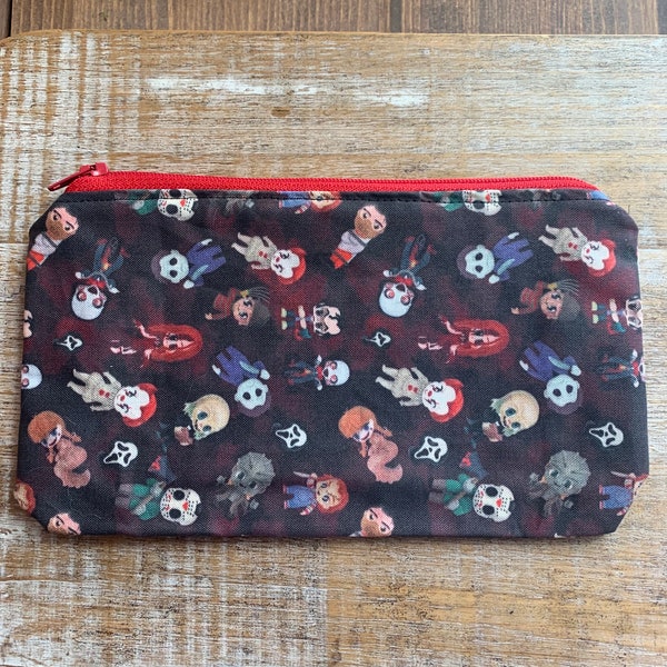 Halloween Wallet Coin Purse Killers Horror Movie Bag Coin Purse Hockey Mask Wallet ID Holder Fabric Bag Horror Zipper Pouch Gothic Gift